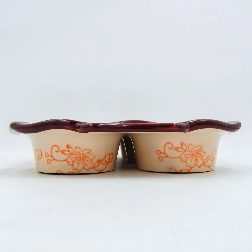 Temptations by Tara Orange Floral Lace 6 Hole Cupcake Muffin Pan Rectangle Shape